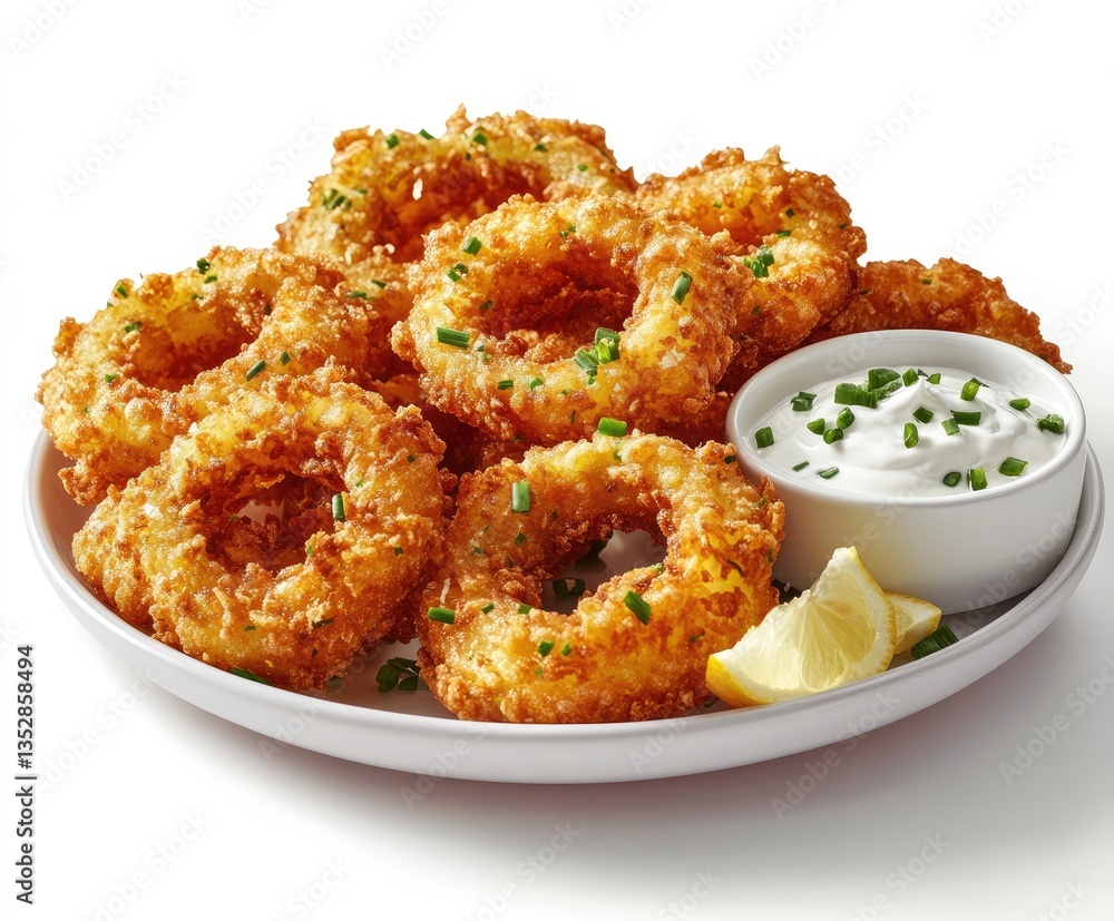 Crispy fried rings with creamy sauce Crispy fried rings with creamy sauce