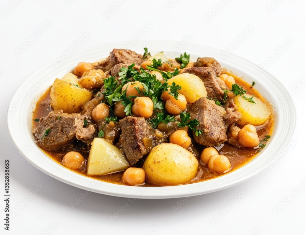 Hearty stew with meat, chickpeas, and potatoes Hearty stew with meat, chickpeas, and potatoes