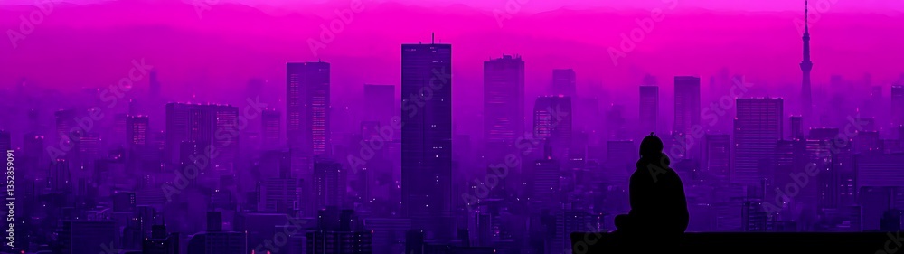 Fototapeta premium Cityscape Silhouette Dusk.