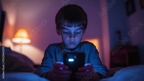 Cellphone addict, teenager excess of social media, children mobile phone screen dependency
