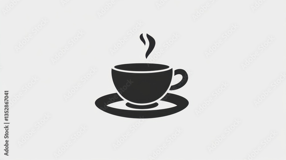 Steaming cup of coffee or tea resting on saucer icon Steaming cup of coffee or tea resting on saucer icon