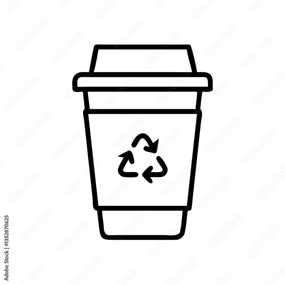 Recyclable coffee cup design with eco-friendly symbols Recyclable coffee cup design with eco-friendly symbols
