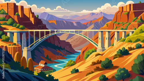 Vintage Royal Gorge Bridge View: Breathtaking Canyon Vista from Above