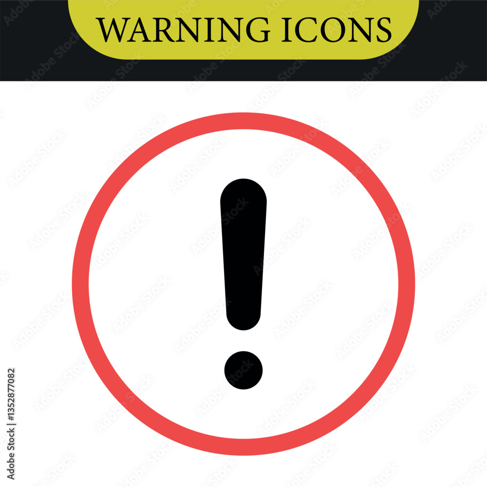 Exclamation mark icon or danger, warning or attention icon symbol. Risk alert line icon vector. Vector color set. System interface. UI design Exclamation mark icon or danger, warning or attention icon symbol. Risk alert line icon vector. Vector color set. System interface. UI design