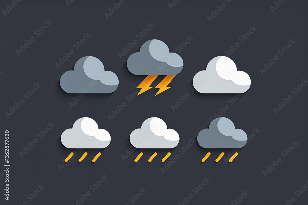 Gray Weather Cloud Icons Vector Design Set Gray Weather Cloud Icons Vector Design Set