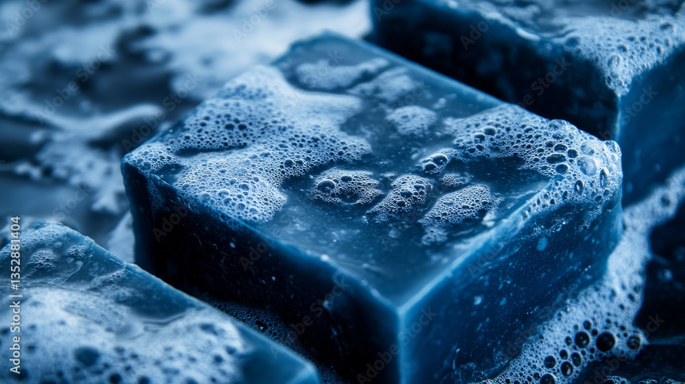 The image would focus on the tiny, frothy bubbles of soap, with a clear texture showing their round shapes, translucence, and slight reflectiveness.