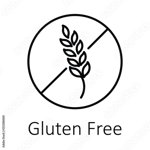 Vector icon for Gluten Free. A design featuring a crossed wheat stalk to emphasize allergen-free and safe food products.