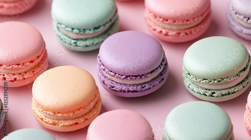 Delicious pastel macarons on pink background high resolution picture