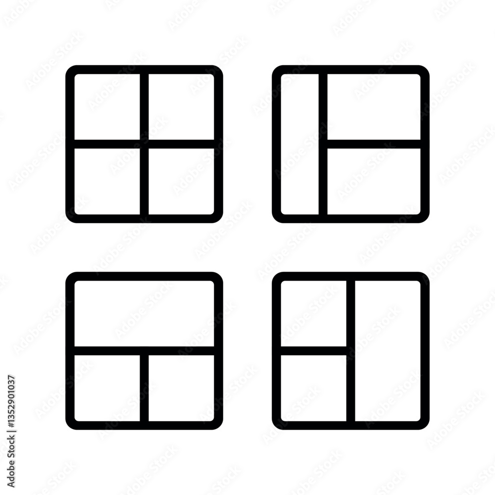 Grid Alignment Icons, Layout Alignment Symbols, Horizontal and Vertical Grids, Alignment Tools Vector, Page Layout Grid Design Grid Alignment Icons, Layout Alignment Symbols, Horizontal and Vertical Grids, Alignment Tools Vector, Page Layout Grid Design