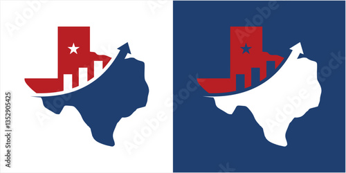 Texas state map logo design template with financial investment chart graphic design illustration. icon, symbol, creative