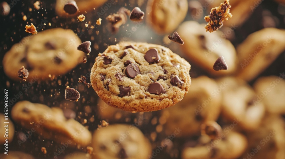 Chocolate Chip Cookies in Airy Motion Chocolate Chip Cookies in Airy Motion