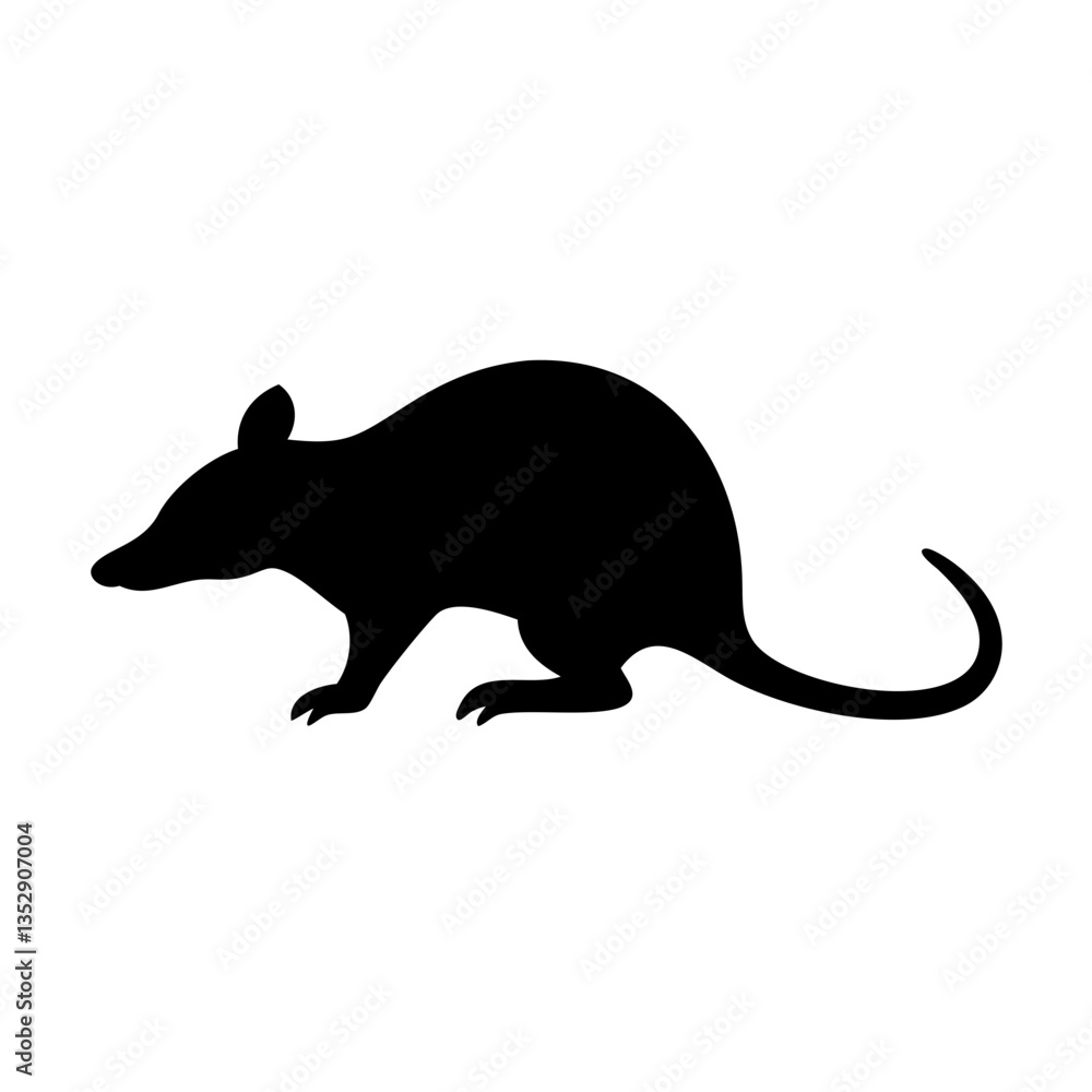 Obraz premium black opossum silhouette vector for wildlife designs, nature art, and creative animal-themed projects 