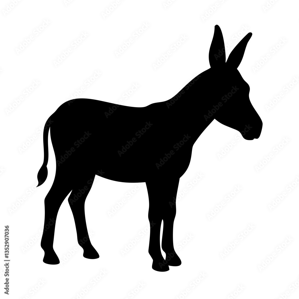 Obraz premium black donkey silhouette vector for farm designs, rural art, and creative animal-themed projects 