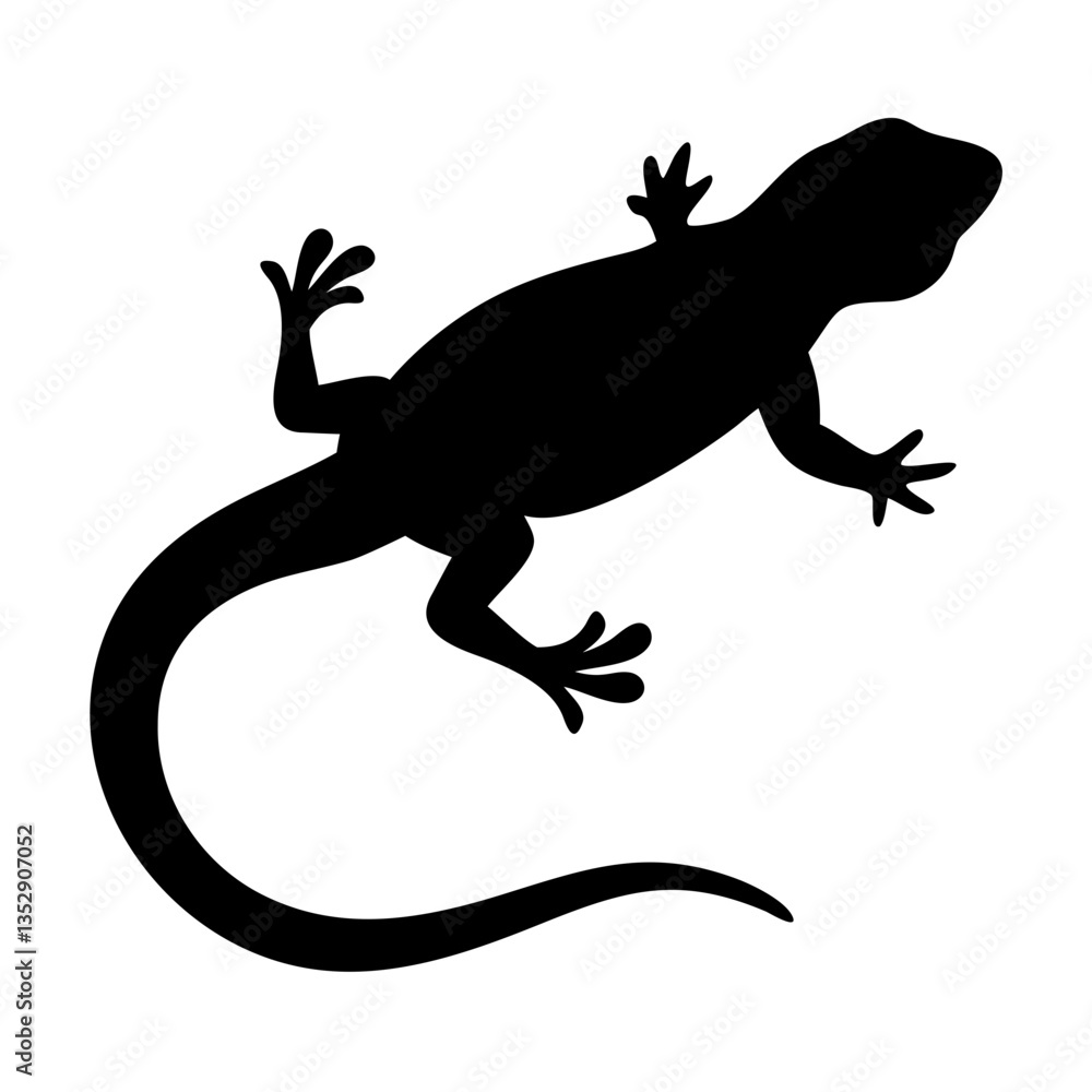 Naklejka premium black lizard silhouette vector for wildlife designs, nature themes, and creative art projects