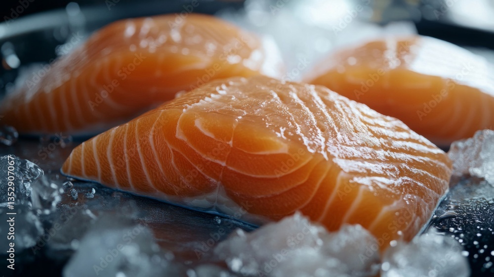 Fresh Salmon Filets on Ice Fresh Salmon Filets on Ice