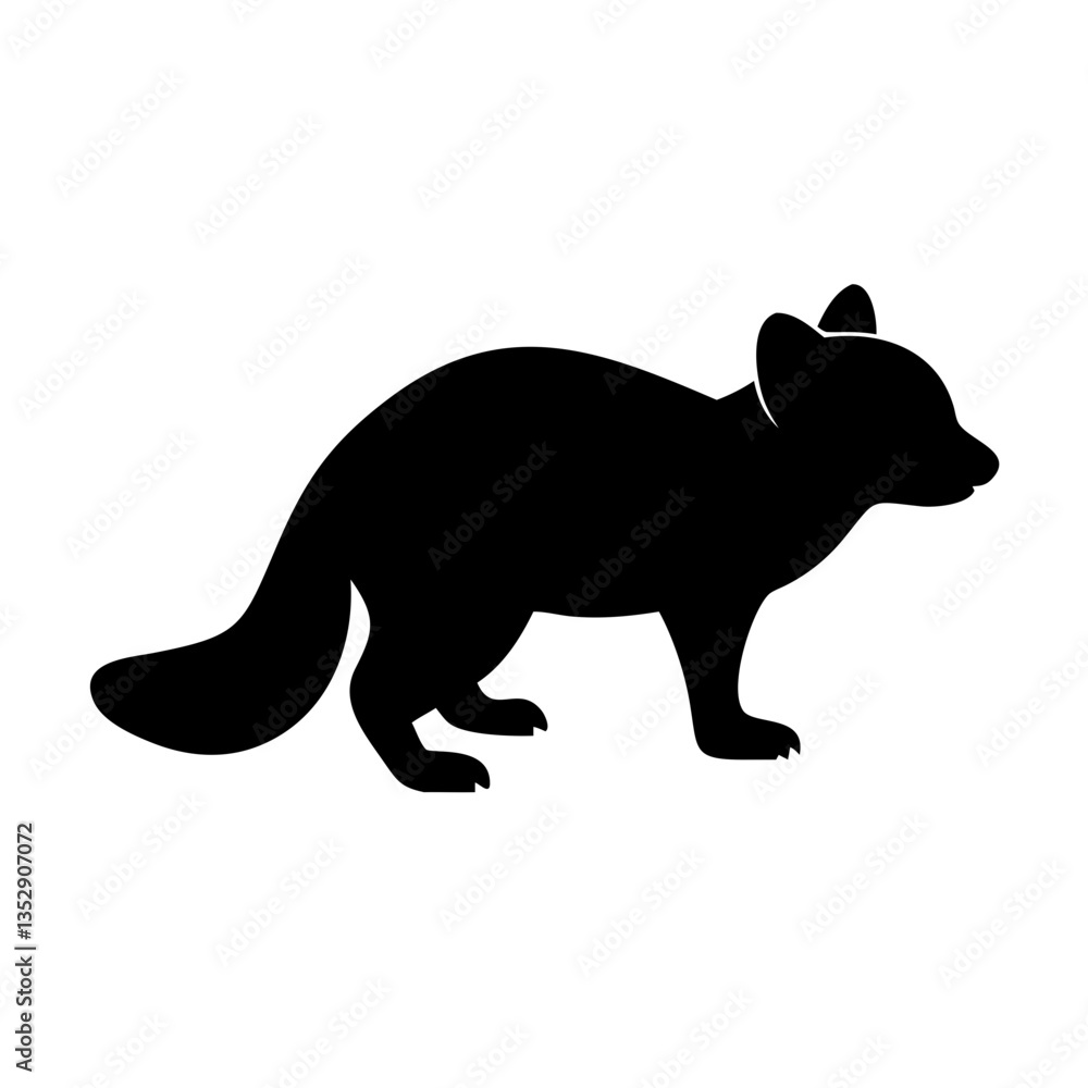 Fototapeta premium black raccoon silhouette vector for wildlife designs, nature art, and creative woodland projects 