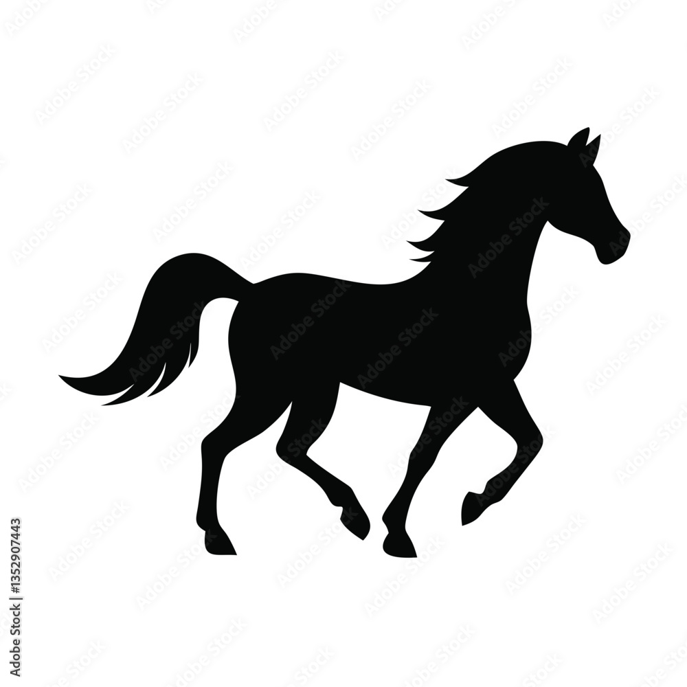 Obraz premium black horse silhouette vector illustration for wildlife designs, equestrian projects, and creative animal art 