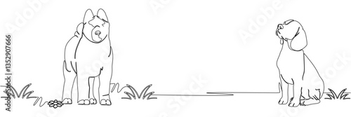 set dog line art of illustration  background for a pet day