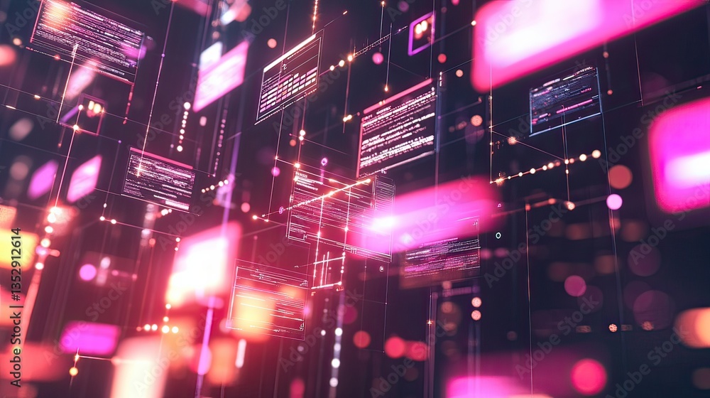 Digital data flow simulation virtual environment abstract graphics tech concept Digital data flow simulation virtual environment abstract graphics tech concept