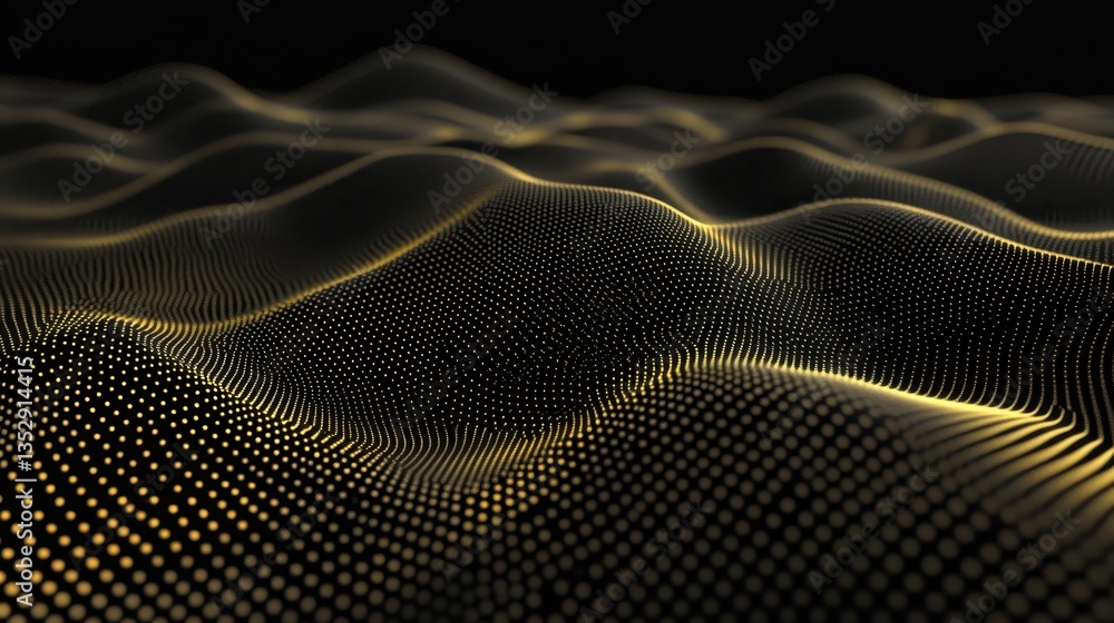 Golden Digital Wave Abstract Particle Landscape. Golden Digital Wave Abstract Particle Landscape.