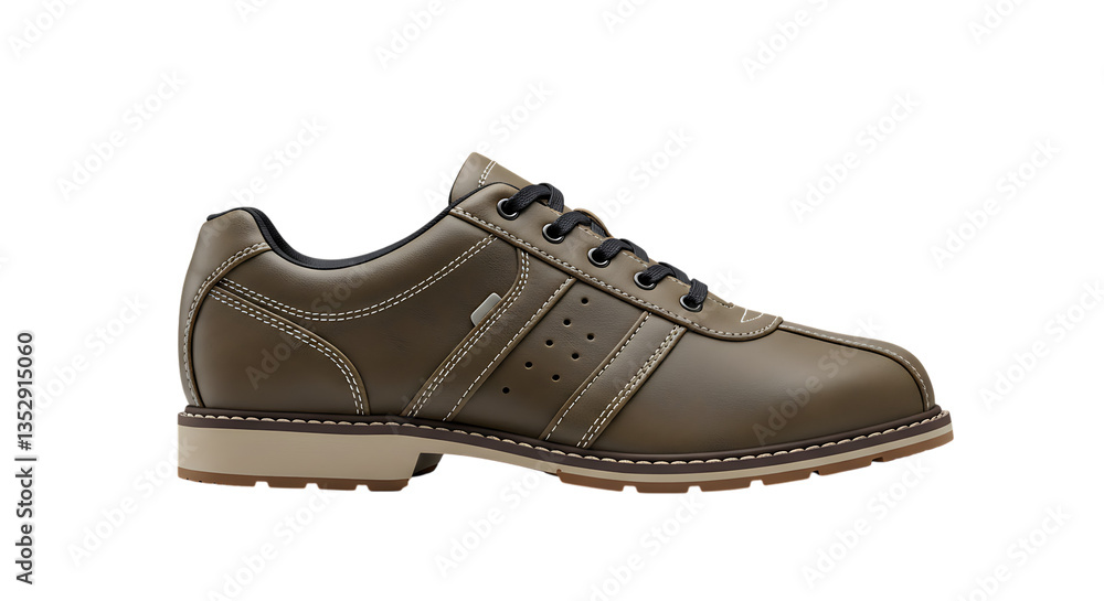 Olive Leather Men's Casual Shoe with Black Laces Isolated on Black Olive Leather Men's Casual Shoe with Black Laces Isolated on Black