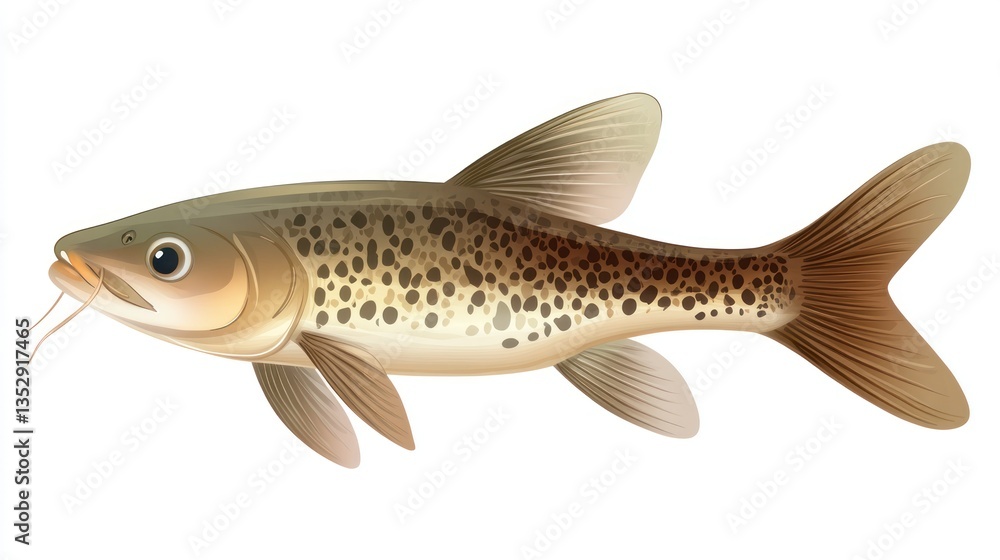 Detailed Illustration of a Spotted Fish with Whiskers Perfect for Nature and Wildlife Themes Detailed Illustration of a Spotted Fish with Whiskers Perfect for Nature and Wildlife Themes