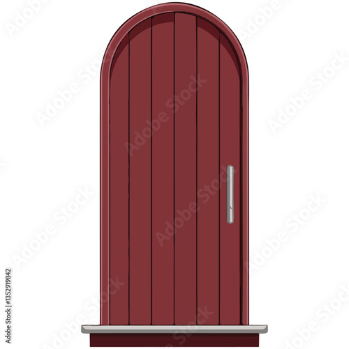 Wooden door icon flat vector