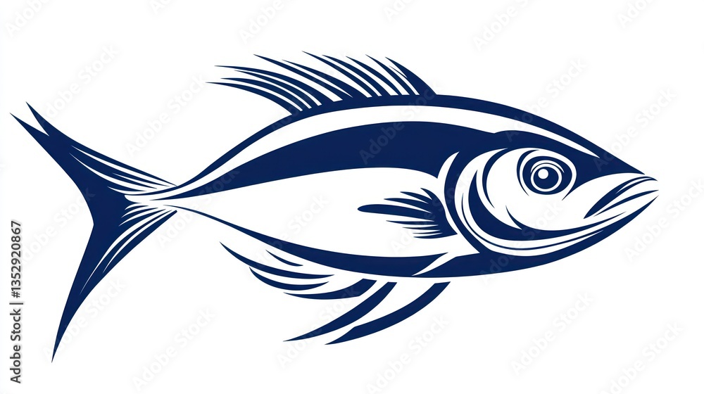 Obraz premium Stylized Fish Illustration with Bold Lines and Dynamic Design for Creative Projects