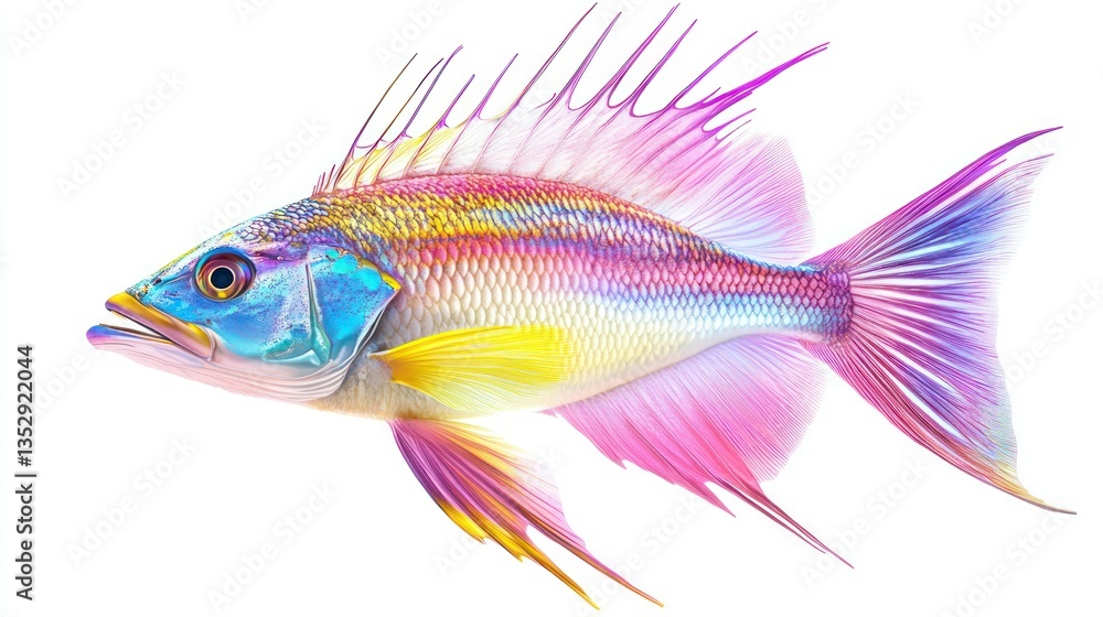 Fototapeta premium Vibrant Colorful Fish Aquatic Life Tropical Underwater Ocean Animal Marine Life Illustrati
