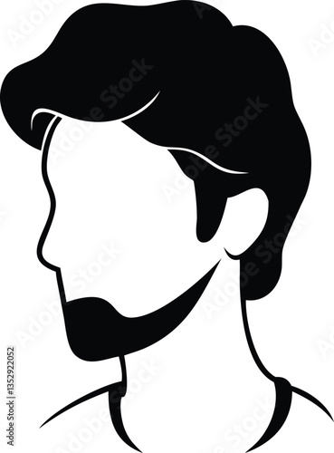 Stylish Silhouette of a Man's Profile with Beard