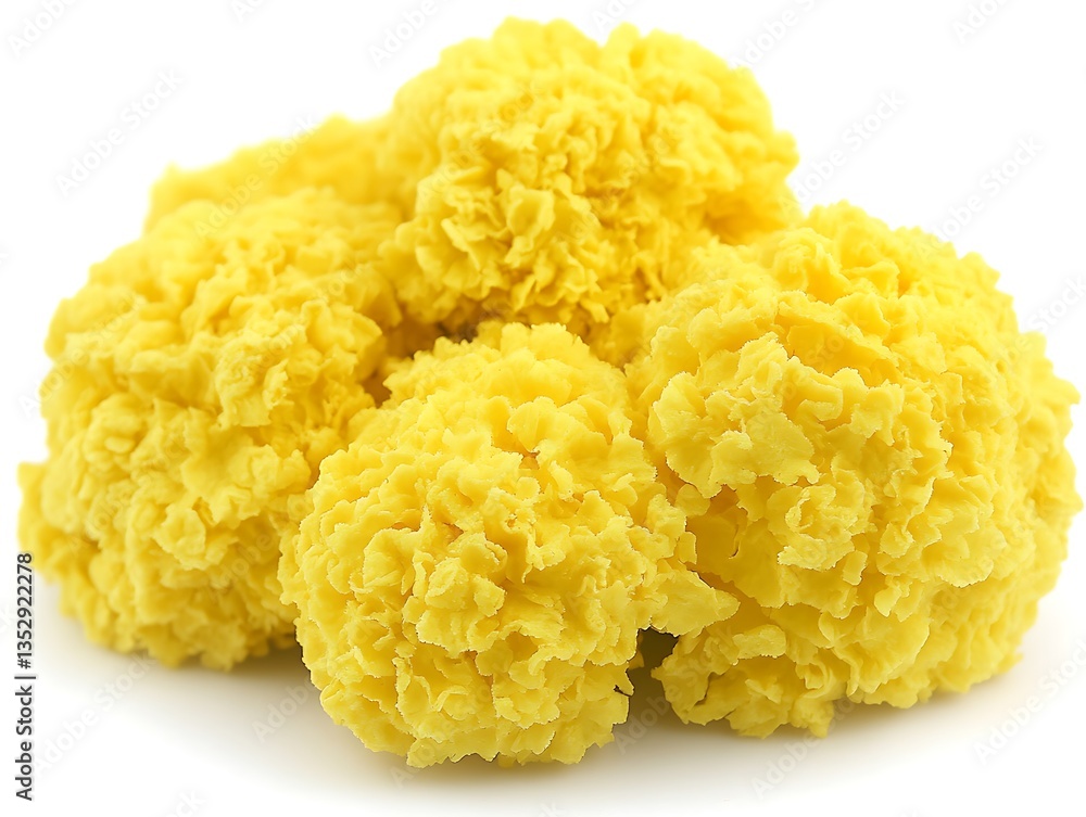 Close up of vibrant yellow fluffy textured flower blossoms Close up of vibrant yellow fluffy textured flower blossoms