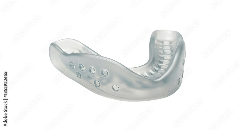 Close-up of clear dental mouth guard for teeth protection on black Close-up of clear dental mouth guard for teeth protection on black
