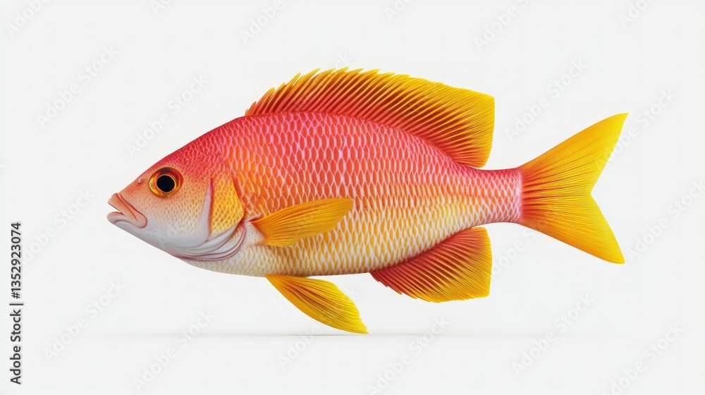 Obraz premium Vibrant Marine Life A Colorful Fish with Detailed Scales and Fins Isolated on White Background