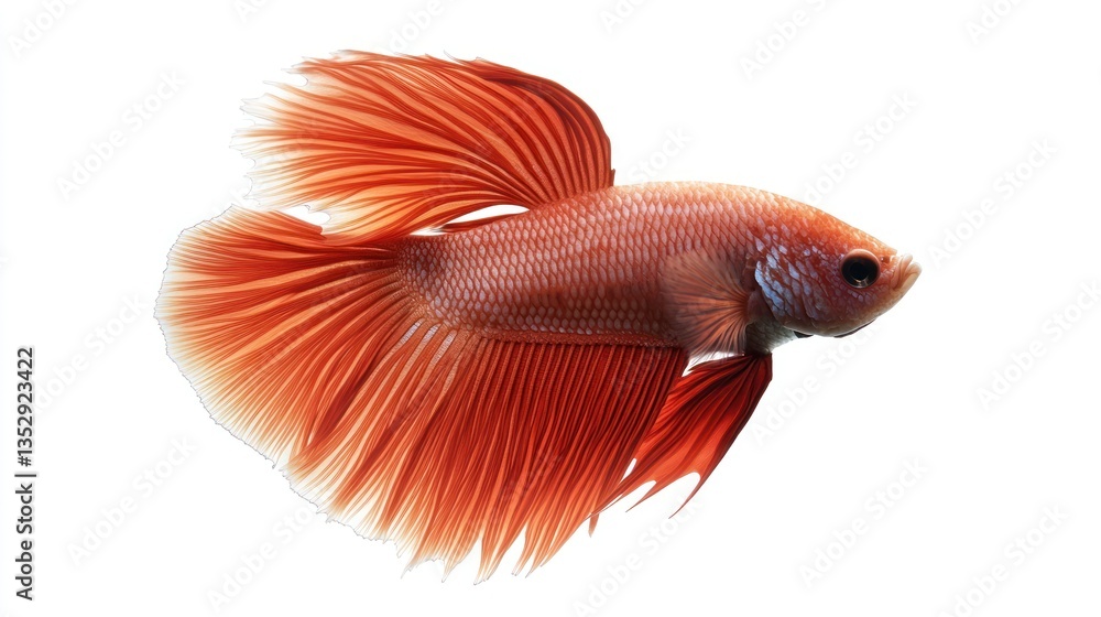 Fototapeta premium Vibrant Orange Aquatic Creature with Flowing Fins and Detailed Scales Ideal for Nature and Aqu