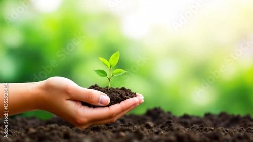 Nurturing New Life: A Hand Holding a Sapling