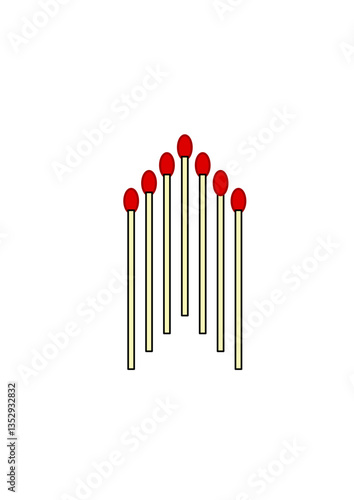 seven matches arranged as an arrow, interesting abstract vector graphic
