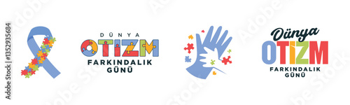Otizm dünya farkındalık günü, 2 nisan. Translation: Autism world awareness day, April 2