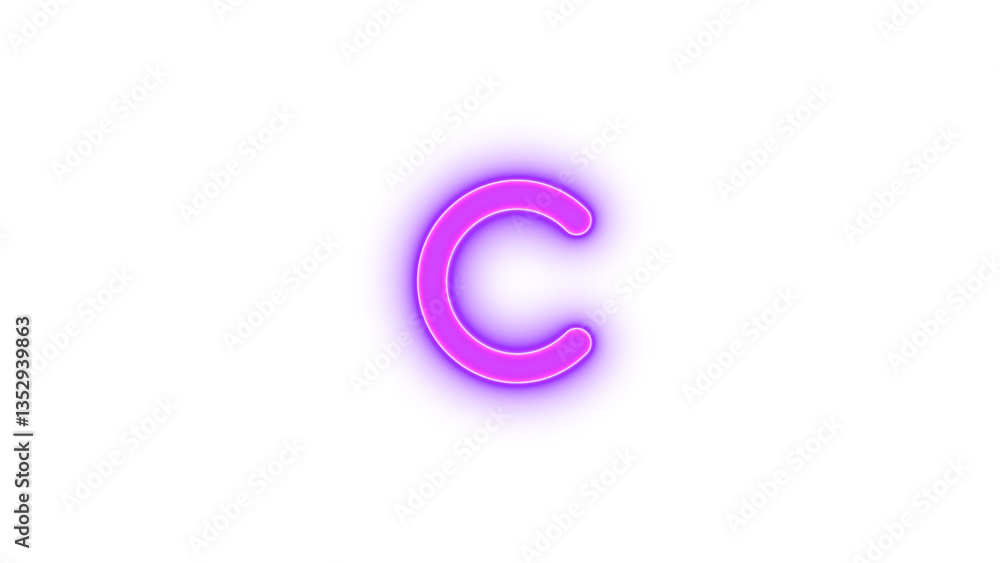 C icon glowing neon on transparent background C icon glowing neon on transparent background