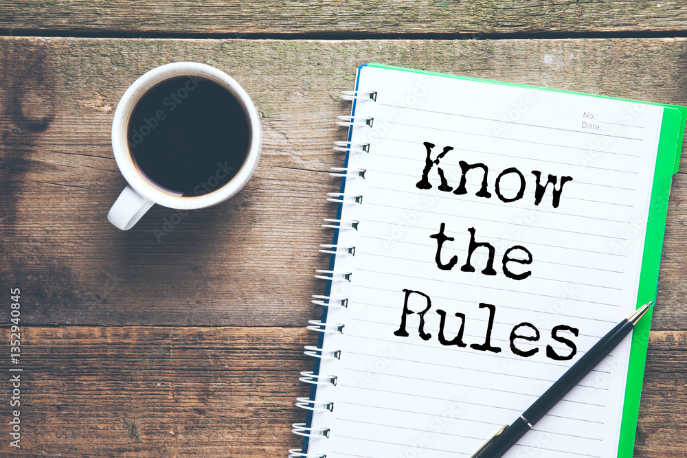 business to the rules concept on the notepad