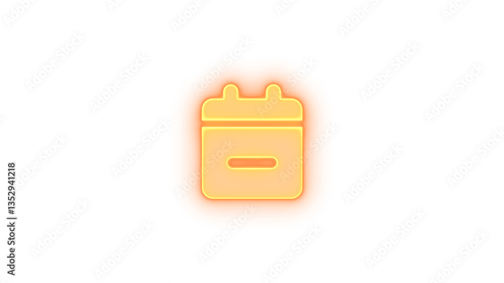 Calendar minus icon glowing neon on transparent background Calendar minus icon glowing neon on transparent background