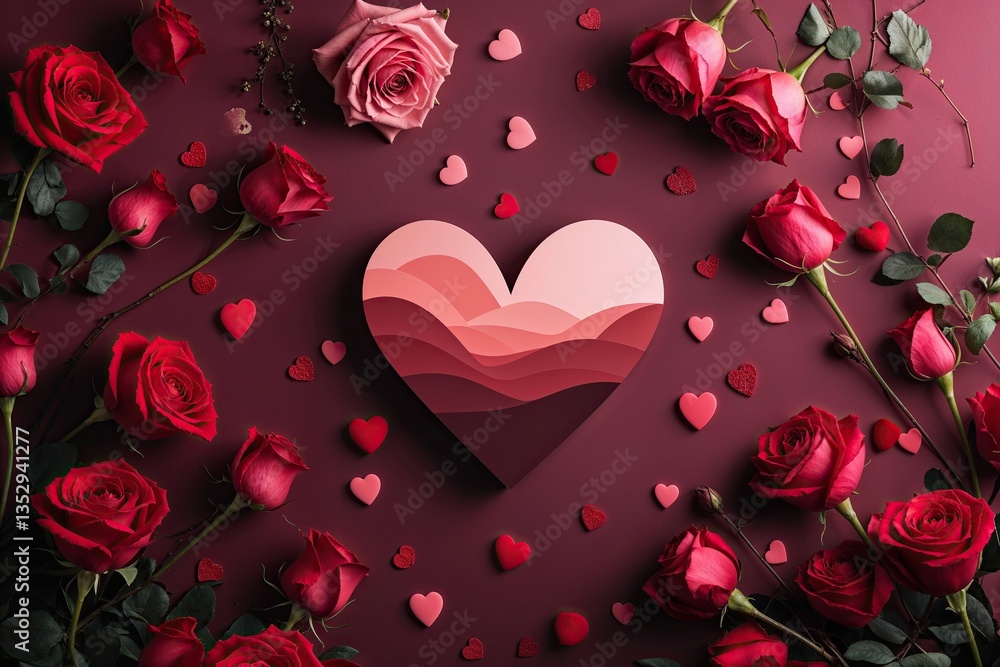 Romantic Heart Silhouette Abstract Background with Soft Rose and Dark Crimson for Valentines Day Romantic Heart Silhouette Abstract Background with Soft Rose and Dark Crimson for Valentines Day