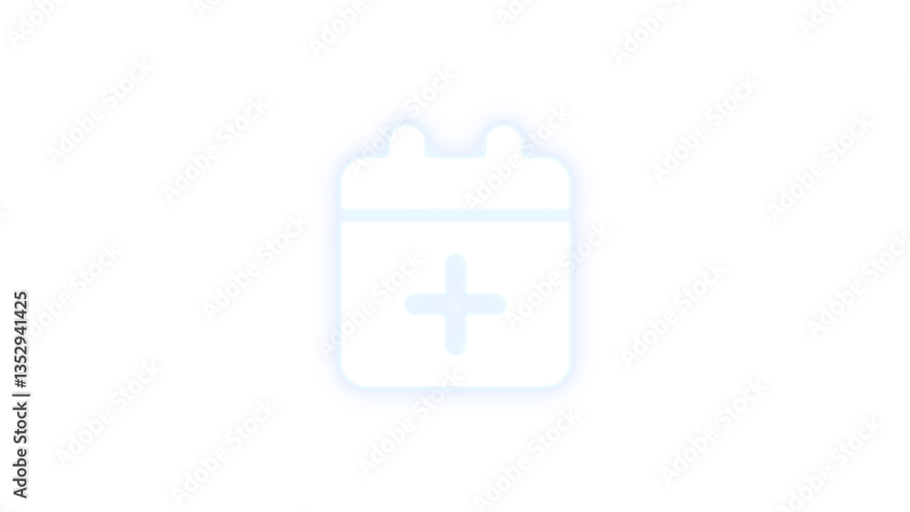 Calendar plus icon glowing neon on transparent background Calendar plus icon glowing neon on transparent background