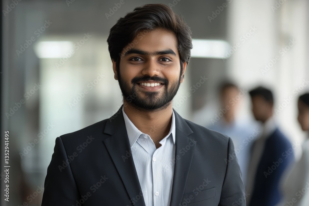 handsome smiling businessman in a suit standing in the office handsome smiling businessman in a suit standing in the office