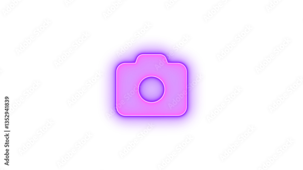 Camera icon glowing neon on transparent background Camera icon glowing neon on transparent background