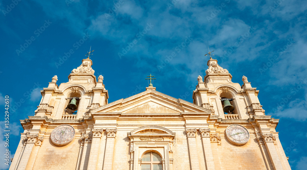 Obraz premium The Metropolitan Cathedral of Saint Paul, commonly known as St Paul's Cathedral or the Mdina Cathedral, is a Catholic cathedral in Mdina, Malta, dedicated to St. Paul the Apostle.