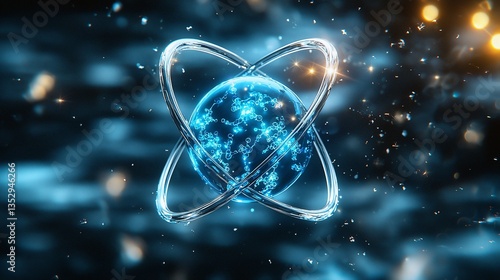 Obraz na płótnie Abstract glowing atom model. w salonie
