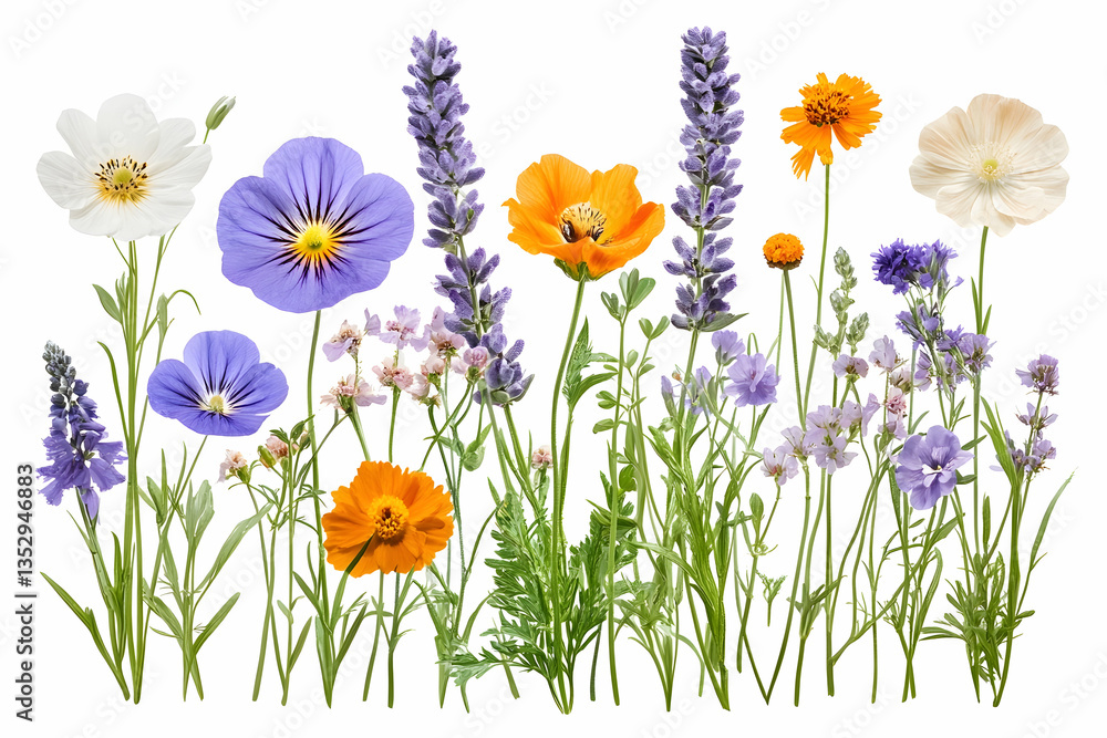 Fototapeta premium Colorful Flowers Arrangement Isolated