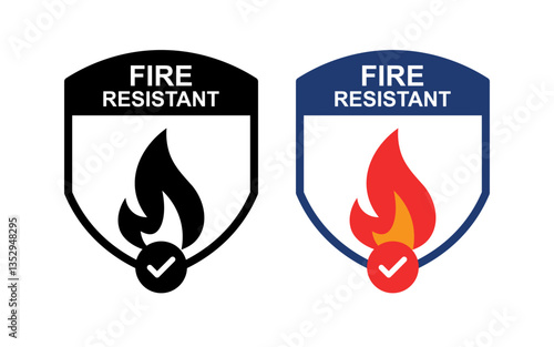 Fireproof Solutions and Protective Flame-Resistant Products Icons.