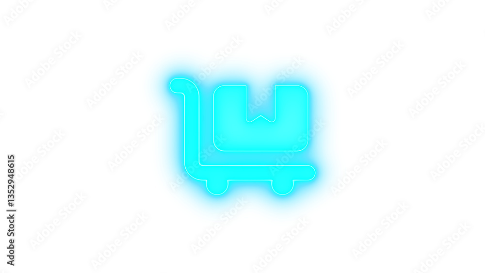 Fototapeta premium Cart flatbed icon glowing neon on transparent background