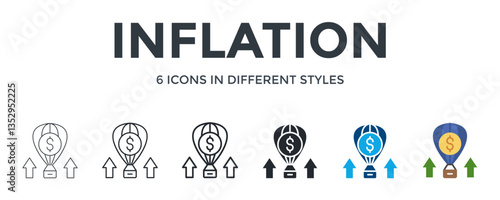 Inflation  Icon In Different Style Vector Illustration. Designed In Thin Line, Regular Line, Bold Line, Glyph, Color Fill, And Flat Style Can Be Used For Web